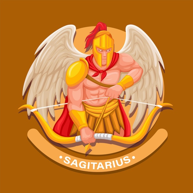 Vector greek archer warrior with wing mythological heroes character sagittarius mascot illustration vector