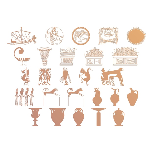 Vector greek art items gradient effect photo jpg vector set