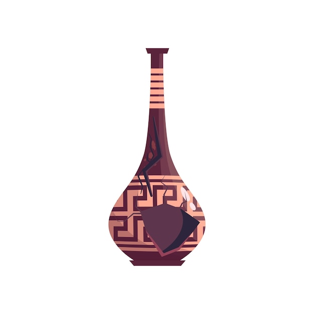 ギリシャの壊れた花瓶古代の瓶分離ギリシャのシンボル漫画のベクトル図とセラミックの壊れた花瓶陶器瓶土器アンティーク デザイン