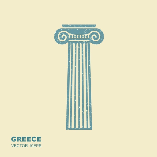 Греческая классическая колонна Векторная икона в плоском стиле