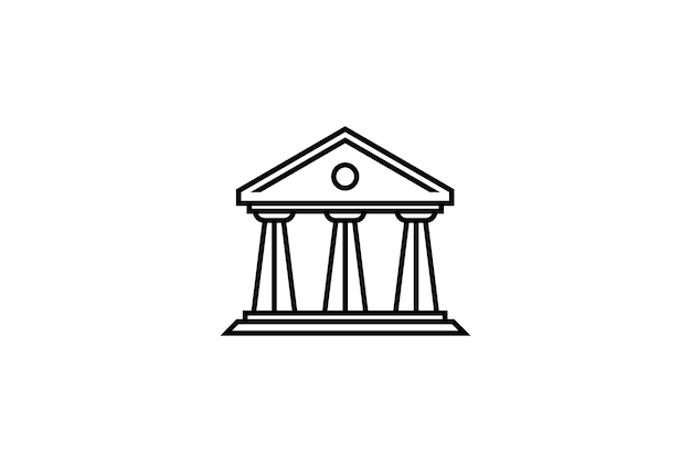 Greek Column Building logo design in line art style