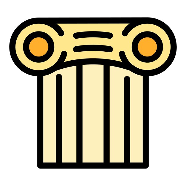 Vettore iconica di colonna greca contorno di colonne greche vettore di icona colore piatto isolato