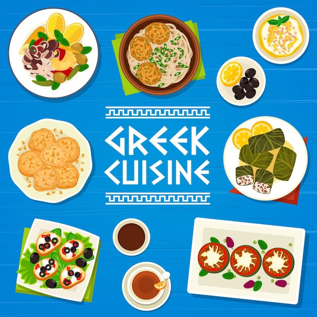 Vector greek cuisine vector menu cover food of greece