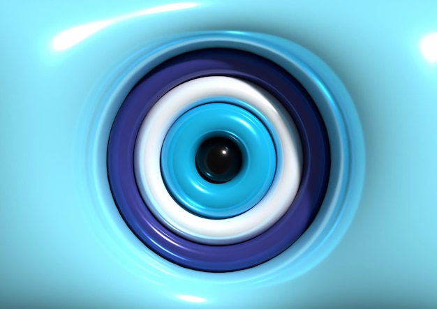 Greek Eye Amulet with Metallic Puffy Effect