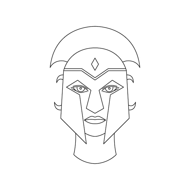 Greek god Ares on  white background. Icon in line art style.