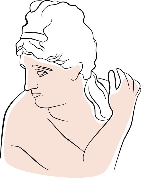 Vettore illustrazione vettoriale della dea greca linea estetica alla moda di una famosa scultura