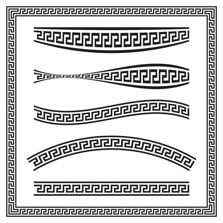Vector greek key border set black vector patterns decorative geometric frames classic design elements