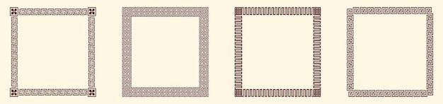 Collezione di cornici quadrate con bordo chiave greca decorativo antico meandro