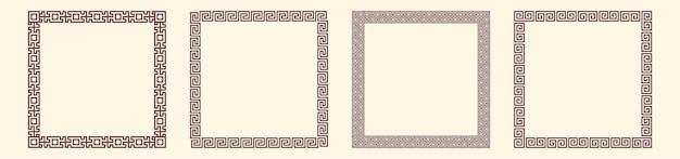 Greek key border square frames collection Decorative ancient meander