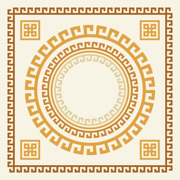 ギリシャのキーフレームコレクション装飾的な古代の曲がりくねったギリシャの国境の装飾用セット