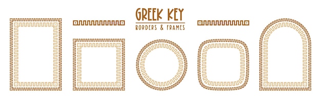 그리스 키 프레임 및 테두리 컬렉션 장식 고대 사행, 그리스 장식 세트
