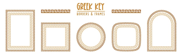 Greek key frames and borders collection decorative ancient meander, greece ornamental set