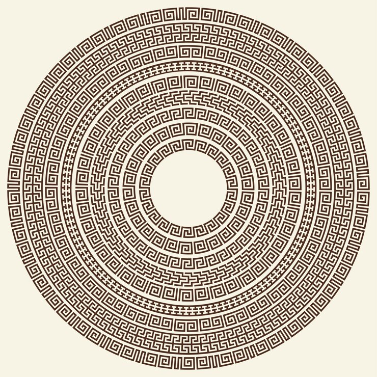 Vector greek key pattern round frame collection decorative ancient meander