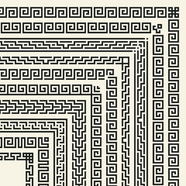 Vector greek key pattern square frame collection decorative ancient meander