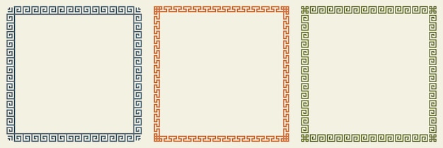 Vector greek key pattern square frame collection decorative ancient meander