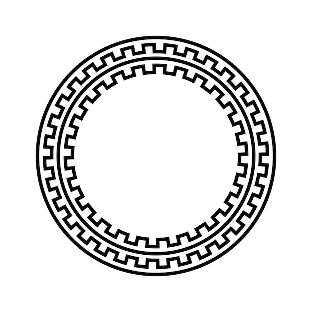 Greek key round frame. Greek border. Vector