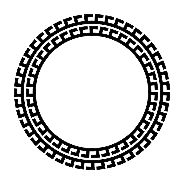 Greek key round frame. Greek border. Vector