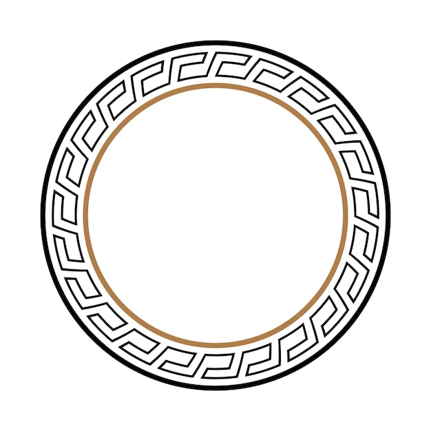 Vector greek key round frame. typical egyptian, assyrian and greek motives circle border.