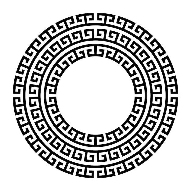 Vector greek key round frame typical egyptian assyrian and greek motives circle border