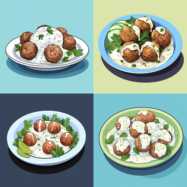 Vector greek_meatballs_with_tzatziki_sauce