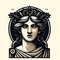 Vector greek mithology statue princess warrior soldier god