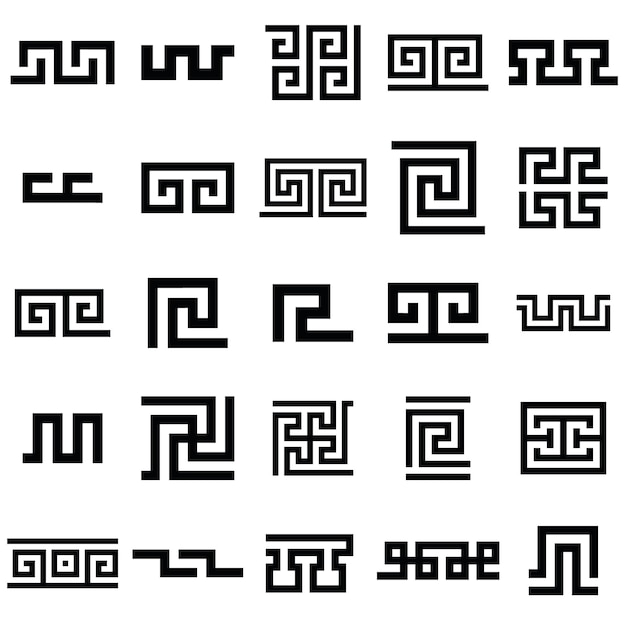 Greek motives vector symbols set Greek key collection