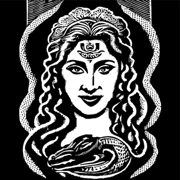 Vector greek mythology medusa hand drawn flat stylish cartoon sticker icon concept isolated illustration