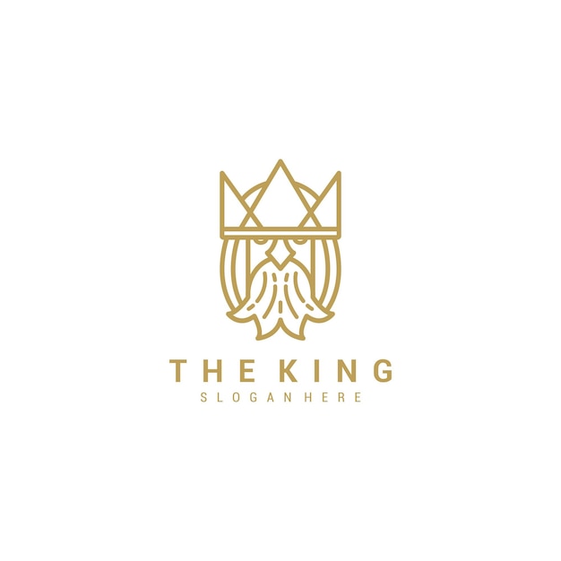 Greek old man bearded king with crown logo premium vector