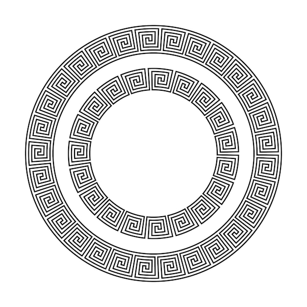 greek ornament circle frame meander round pattern ancient greek fret border geometric meandros motif