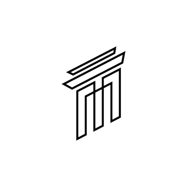 Vector greek pillar minimalist line art vector logo design