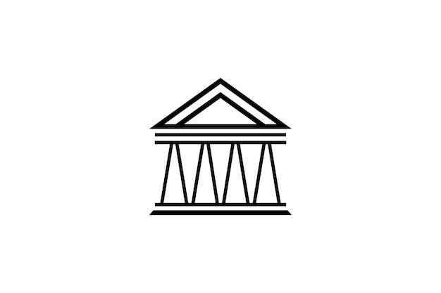 Greek Roman pillar logo design in line art style