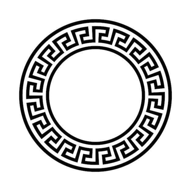 Vector greek round decorative frame black circle frame