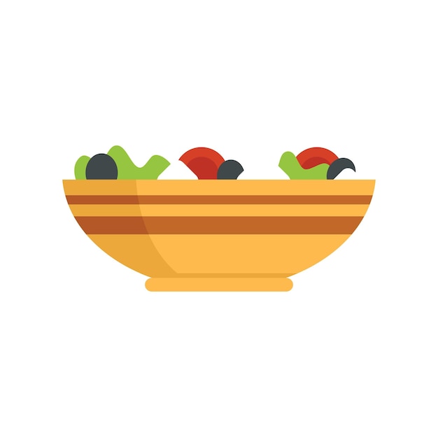 Greek salad icon flat vector food bowl lunch plate isolated