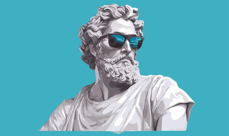 Vector greek statue in sunglasses isolated vector style with transparent background illustration