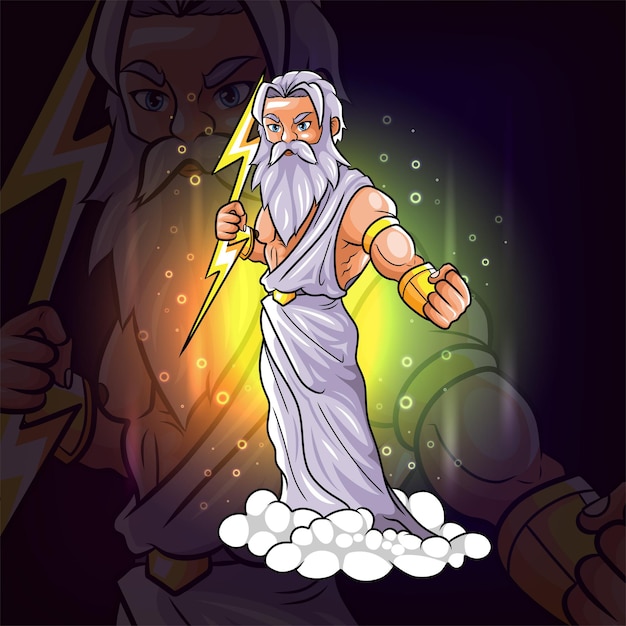 The greek strongest god of zeus esport mascot design of illustration