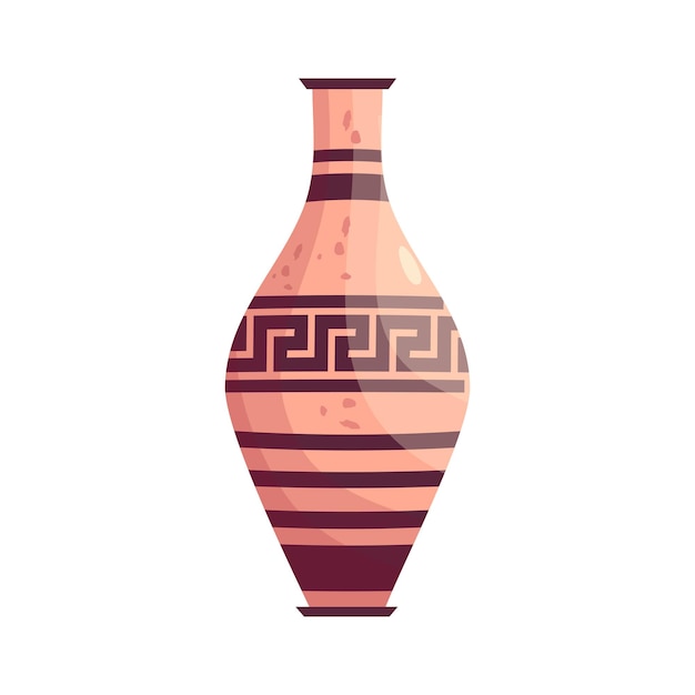 Greek vase ancient jar isolated Ceramic vase with greek symbol Cartoon vector illustration Pottery jar earthenware antique design