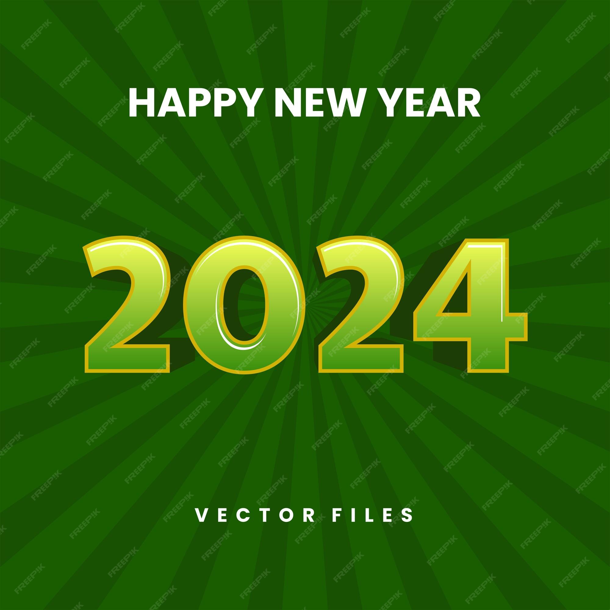 Premium Vector Green 2024 New Year Vector