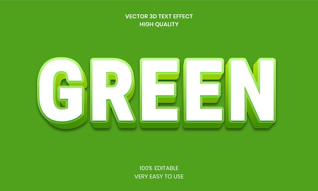 Green 3D Editable Text Effect Premium Vector