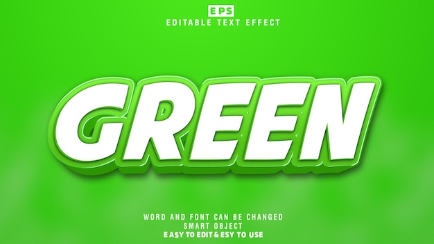 Green 3d Editable Text Effect Vector With Background