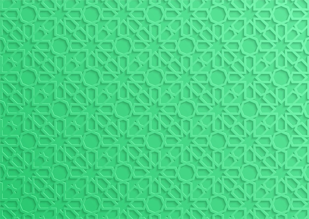 Vector green 3d islamic geometrical pattern