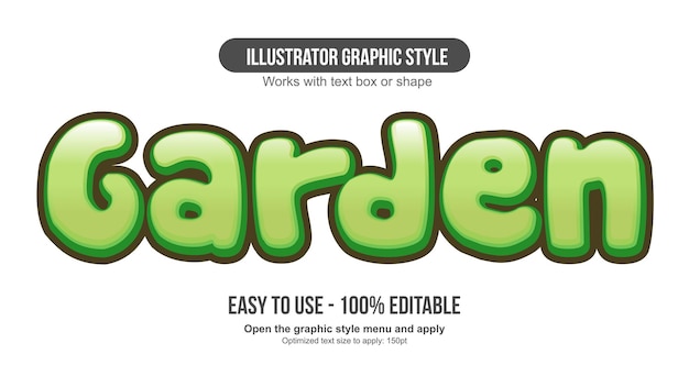 Vector green 3d rounded cartoon editable text effect
