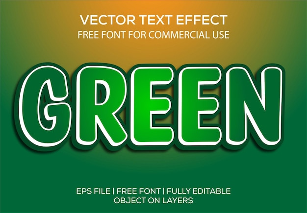 Green 3d vector editable text effect