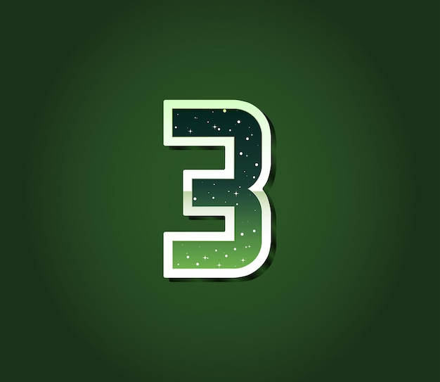 Green 80's Retro Sci-Fi Font with Stars Inside Letters. Alphabet Vector