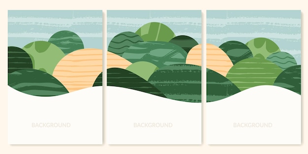 Green abstract agriculture field vector leaflet agro card template farm presentation set of a4 layout with nature theme minimalist shape agri design field view with texture background