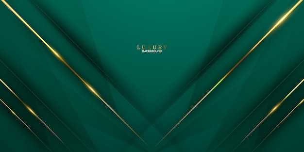 Green abstract background decorated with luxury golden lines vector illustration