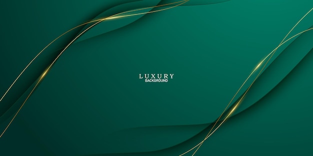 Green abstract background decorated with luxury golden lines vector illustration