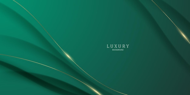 Green Abstract Background Design With Luxury Golden Elements Vector Illustration