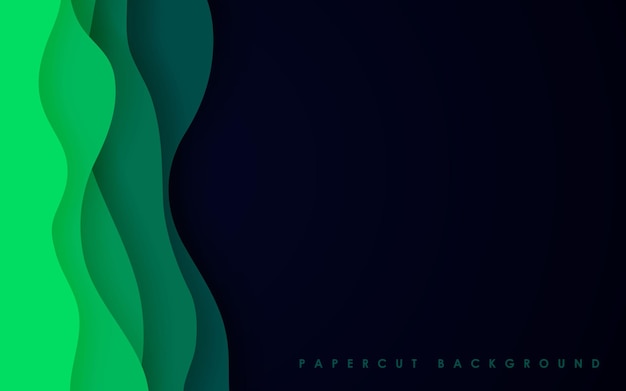 Green abstract background with papercut style