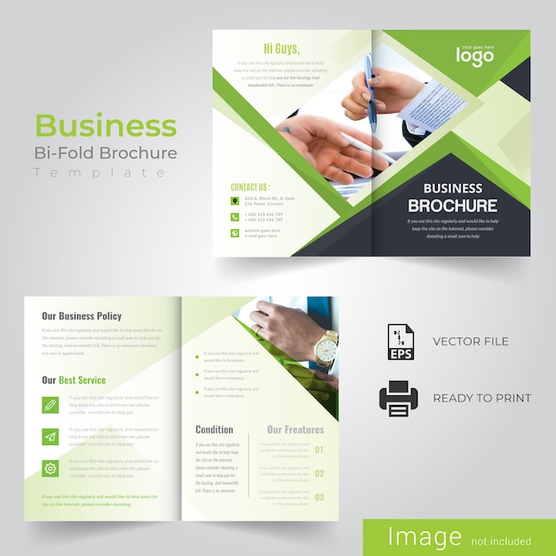 Vector green abstract bi-fold brochure design