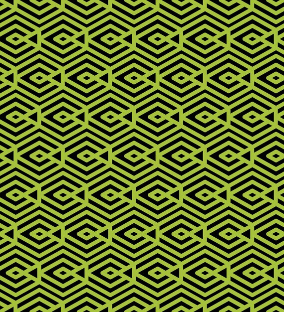 선을 엮는 녹색 추상 완벽 한 패턴입니다. 벡터 장식 벽지입니다. 끝없는 장식 배경, 마름모가 있는 시각 효과 기하학적 트레이서리.